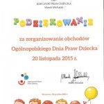 Podziękowanie dla społeczności szkolnej SP 3 od Rzecznika Praw Dziecka za zorganizowanie obchodów Ogólnopolskiego Dnia Praw Dziecka