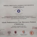 Certyfikat Szkoły Przyjaznej Osobom Niewidomym – SP3